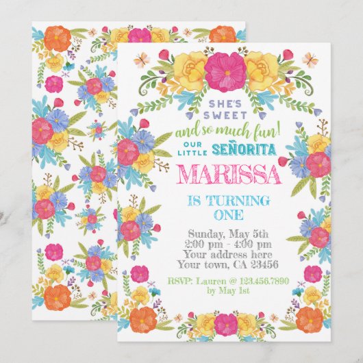 Invitation Fête, Cinco de mayo Anniversaire (Devant / Derrière)
