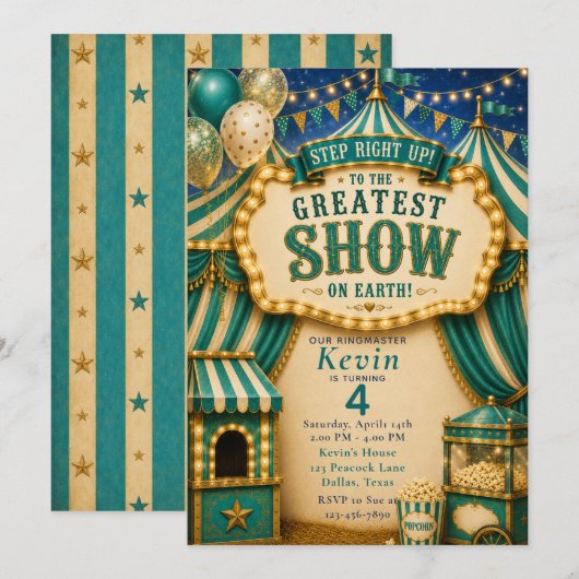 Invitation Fête cirque sarcelle (Devant / Derrière)