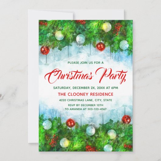 Invitation Fête classique de Noël Joyeux (Devant)