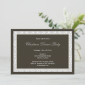 Invitation Fête classique en damas gris en panneau noir (Debout devant)