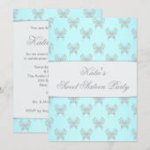 Invitation Fête Classique Papillons Sarcelles pour les Seize  (Devant / Derrière)