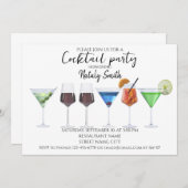Invitation Fête cocktail à l'aquarelle (Devant / Derrière)