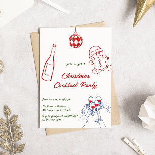 Invitation Fête Cocktail de Noël à la main de Whimsical