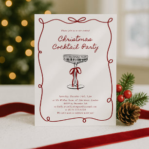 Invitation Fête Cocktail de Noël à la main de Whimsical