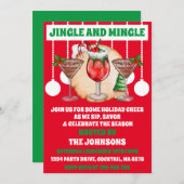 Invitation Fête Cocktail de Noël Jingle & Mingle Editable (Devant / Derrière)