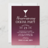 Invitation Fête Cocktail House Modern Burgundy Ombre (Devant)