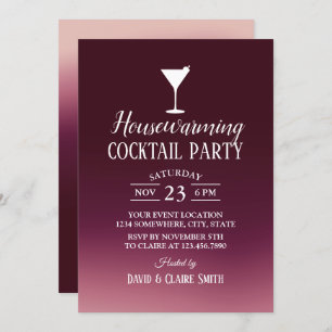 Invitation Fête Cocktail House Modern Burgundy Ombre