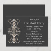 Invitation Fête cocktail Or noir (Devant / Derrière)