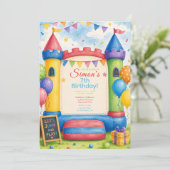 Invitation Fête Colorée avec Château Gonflable (Debout devant)