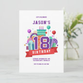 Invitation Fête colorée du 18e anniversaire (Debout devant)