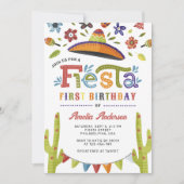 Invitation Fête colorée moderne Mexicaine Premier anniversair (Devant)