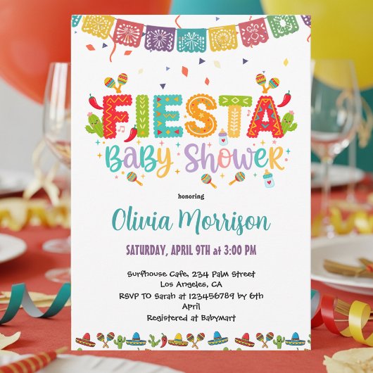 Invitation Fête Colorée pour Bébé Fiesta