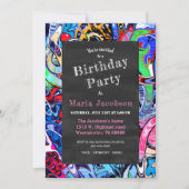 Invitation Fête Colorée sur Tableau Noir (Devant)