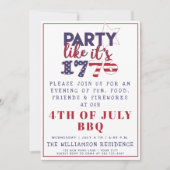 Invitation Fête comme c'est 1776 drapeau américain 4 juillet  (Devant)