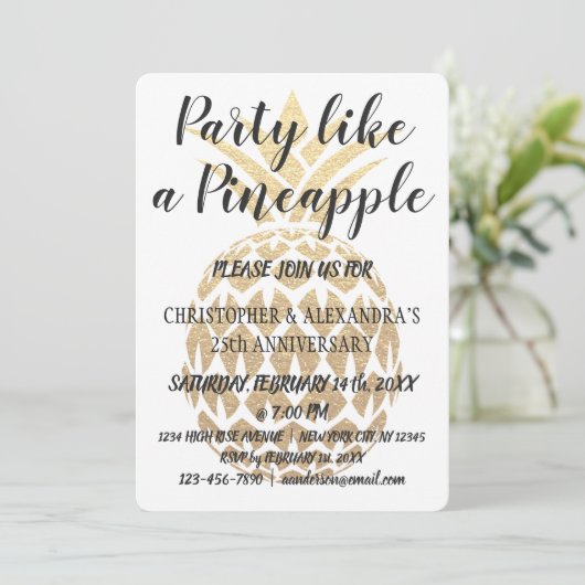 Invitation Fête comme un ananas 25e anniversaire de Mariage (Debout devant)