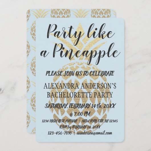 Invitation Fête comme un ananas Bachelorette (Devant / Derrière)