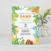 Invitation Fête Comme Un Anniversaire Dinosaure (Debout devant)