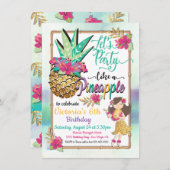 Invitation Fête comme un anniversaire tropical d'ananas (Devant / Derrière)