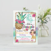 Invitation Fête comme un anniversaire tropical d'ananas (Debout devant)