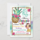 Invitation Fête comme un anniversaire tropical d'ananas (Devant)