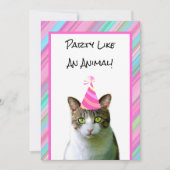 Invitation Fête Comme Un Chat Animal Avec Casquette De Fête A (Devant)