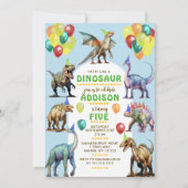 Invitation Fête Comme Un Dinosaure Amusants & Ballons Mignons (Devant)