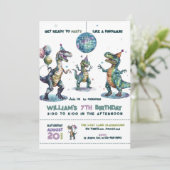 Invitation Fête Comme Un Dinosaure Anniversaire (Debout devant)