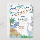 Invitation Fête comme un dinosaure garçons Anniversaire Invit (Devant)