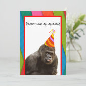 Invitation Fête Comme Un Gorille Animale Avec Anniversaire Ca (Debout devant)