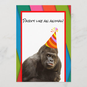 Invitation Fête Comme Un Gorille Animale Avec Anniversaire Ca