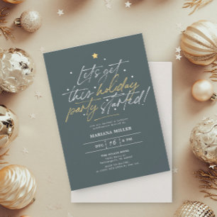 Invitation Fête Commencée Script Vert Noël Fête de Noël
