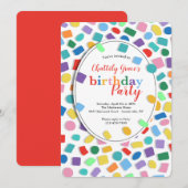 Invitation Fête Confetti Colorés (Devant / Derrière)