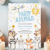 Invitation Fête Confetti Forêt Animaux Fête Casquettes Annive