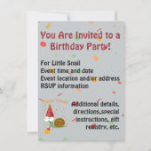 Invitation Fête Confetti Heure ! Escargot (Dos)