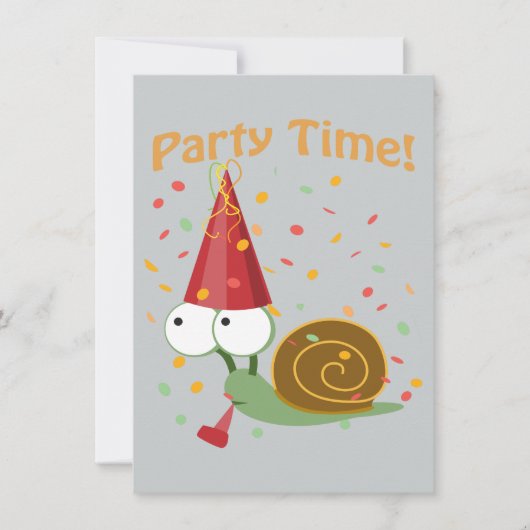 Invitation Fête Confetti Heure ! Escargot (Devant)