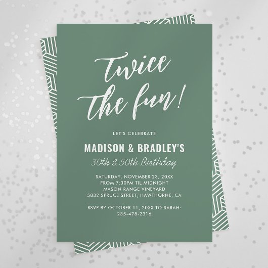 Invitation Fête conjointe d'anniversaire deux fois plus verte