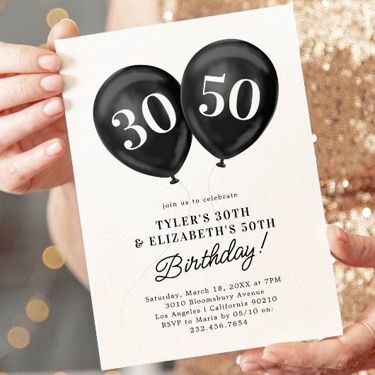 Invitation Fête conjointe d'anniversaire Double Célébration