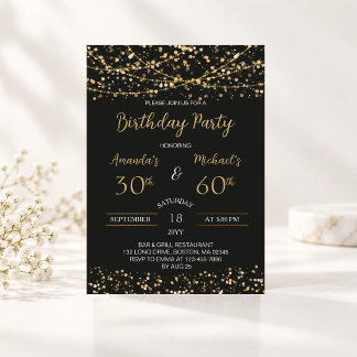 Invitation Fête conjointe d'anniversaire double célébration