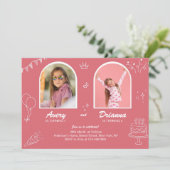 Invitation Fête conjointe d'anniversaire double rose pour fil (Debout devant)