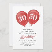 Invitation Fête conjointe d'anniversaire Double Rouge (Devant)
