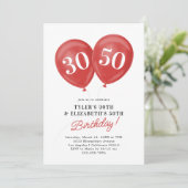 Invitation Fête conjointe d'anniversaire Double Rouge (Debout devant)