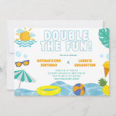 Invitation Fête conjointe d'anniversaire et de remise de dipl (Devant)