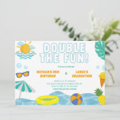 Invitation Fête conjointe d'anniversaire et de remise de dipl (Debout devant)