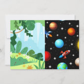 Invitation Fête conjointe d'astronautes dinosaures à fusée (Dos)