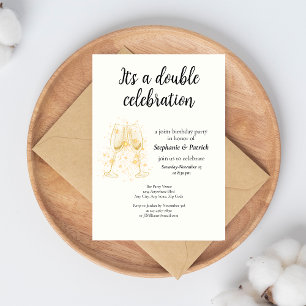 Invitation Fête conjointe de double célébration élégante de C