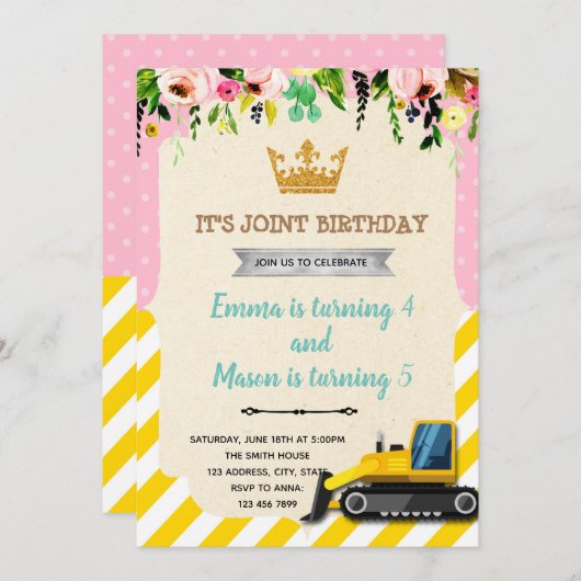 Invitation Fête conjointe de la Princesse (Devant / Derrière)