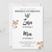 Invitation Fête conjointe double anniversaire aquarelle Boho (Devant)