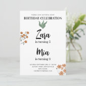 Invitation Fête conjointe double anniversaire aquarelle Boho (Debout devant)