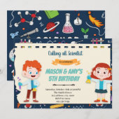 Invitation fête conjointe pour enfants scientifiques (Devant / Derrière)