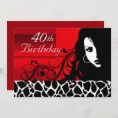 Invitation Fête Cool du 40e anniversaire (Devant / Derrière)